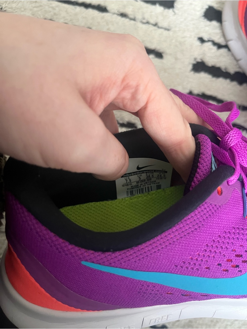 Nike Women’s Purple Running Shoes with Blue Swoosh and Pink Accent - Picture 3 of 4